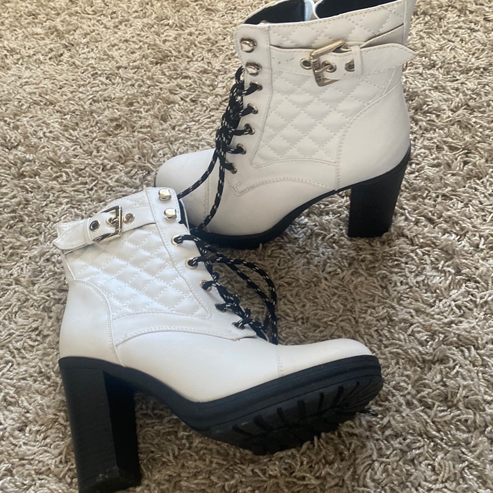 White heeled boots